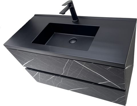 Дълъг шкаф за баня водоустойчив черен Siena 100 Noir B